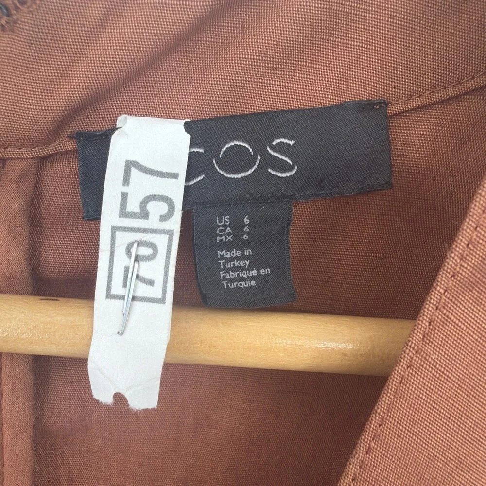COS Rust Sz 6 Sleeveless Wide Leg Utility Jumpsuit Minimalist Chic Classic